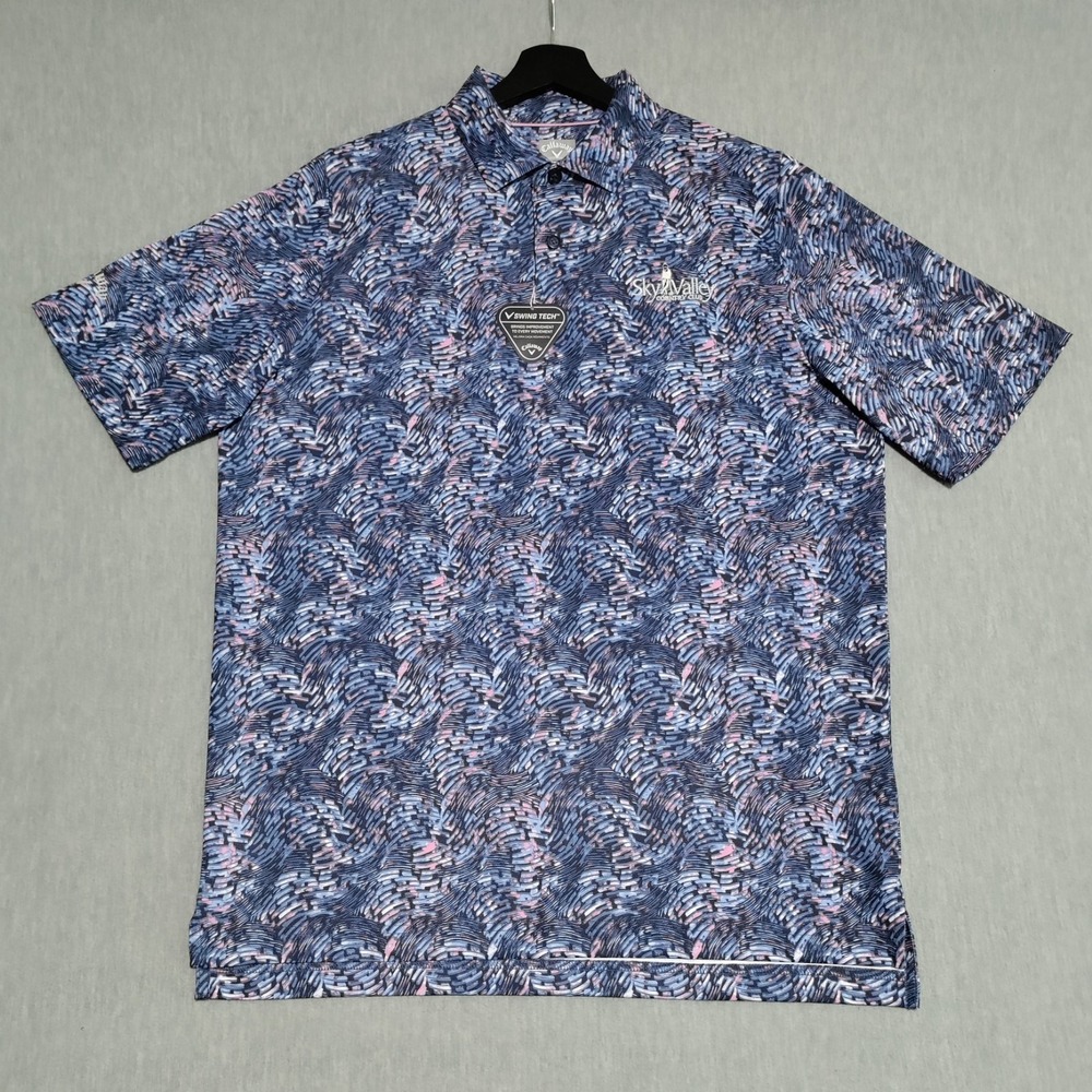 Callaway Swing Tech Golf Polo Shirt Mens Medium Sky Valley Country Club Colorful - Picture 2 of 15